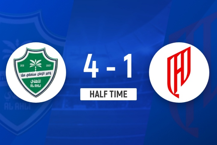 半场战报：凯西梅开二度马赫雷斯两度献助，纳乔送点吉达国民4-1领先库迪西亚